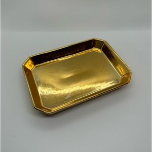 ODEME Gold Tone Porcelain Catch All Tray